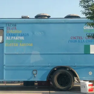 a blue food truck