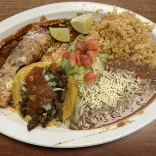 2 Items Combination Plate Taco &amp; Enchilada $14.25