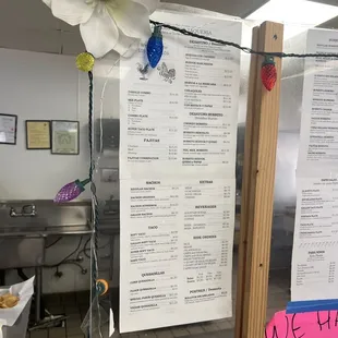 Half of the menu