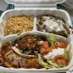 2 items combo plate (beef taco &amp; pork enchilada, no lengua )