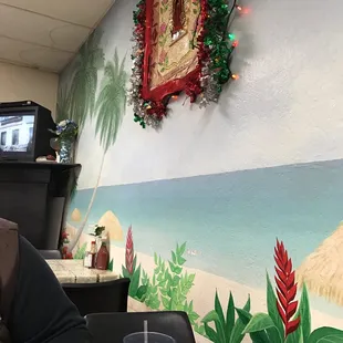 Part of the restaurant where the tv is.