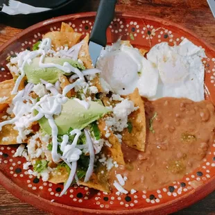 Chilaquiles with eggs in salsa verde