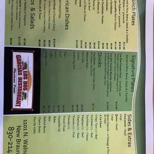 Other side of menu