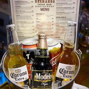 bottles of beer in a bucket