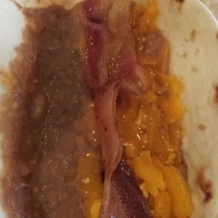 Bean, cheese, and bacon