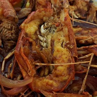 Close up of langostinos.