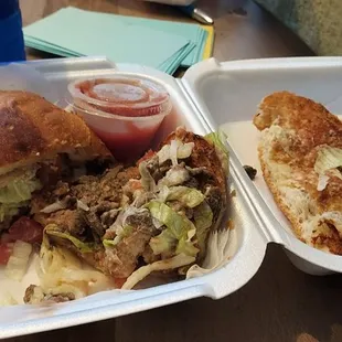 Steak torta that was mushy with refried beans that didn&apos;t say o. The menu that it comes with beans