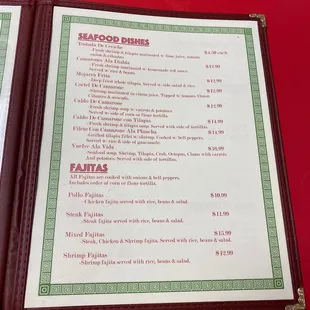 the menu