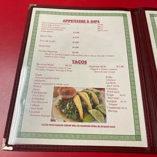 the menu