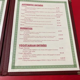 the menu
