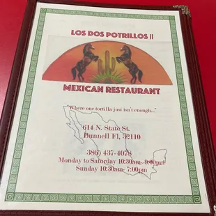 mexican restaurant menu