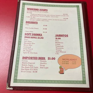 menu