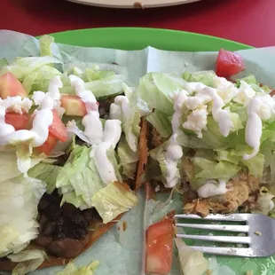 One Steak and One Chicken Tostada