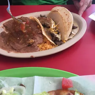 Steak Tacos with Rice and Beans