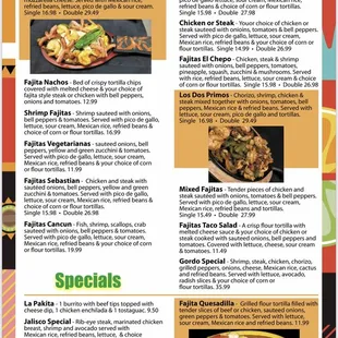 a menu for a mexican restaurant