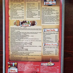 a menu for a mexican restaurant