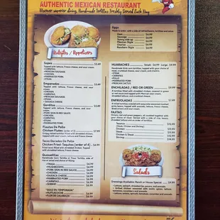 a mexican restaurant menu