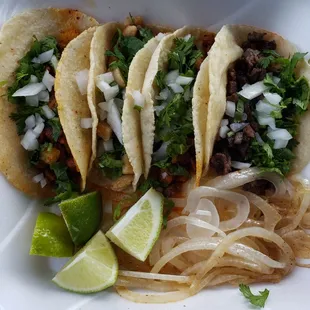 A variety of four great tacos.