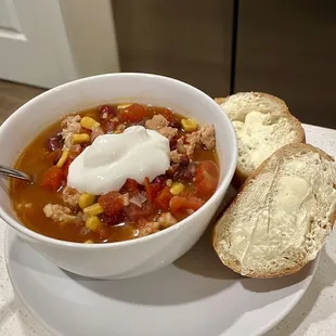 Bolillos with homemade Taco Soup