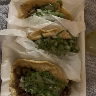 The tacos looked nasty and tasted really gross.