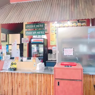 Inside the restaurant where you order, pay, and pickup :)