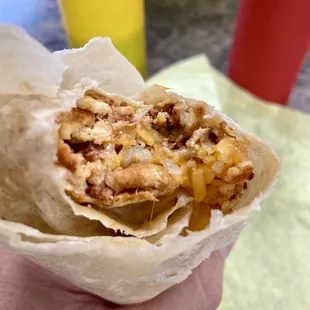 Inside the pork chorizo burro