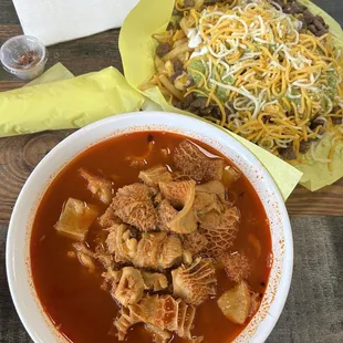Menudo very tasteful and meat very tender and tasty.