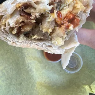 Bacon breakfast burrito