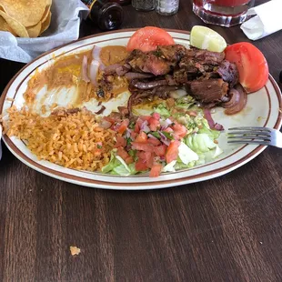 Carnitas! Large portion perfectly cooked. Salsa is really good. I recommend this place for authentic Mexican food (not New Mexican food)