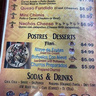 Menu - needs to be updated.