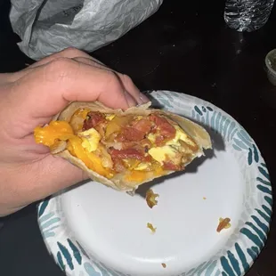 Soggy egg, cold cheese, bacon chewy,
