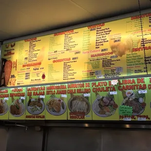 the menu of the restaurant