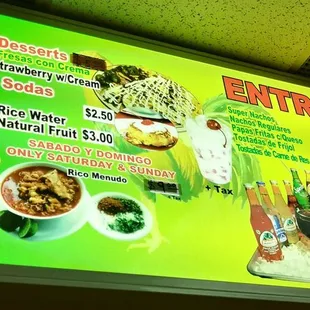 a menu for a mexican restaurant