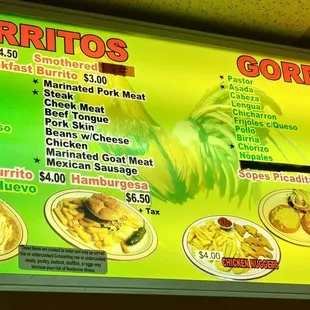 menu