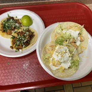 2 pastor, 2 shrimp. i asked for two tripe, she thought i said shrimp, so i just went with it lol. pretty bomb ngl.