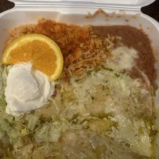 Combo , 2 green chicken enchiladas