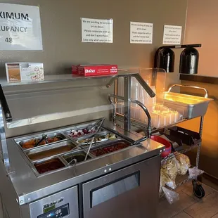 Self serve salsa and chip bar