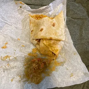 Shrimp burrito after 4 bites