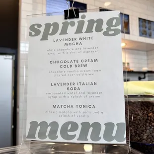 Spring menu