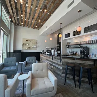 Interior seating and bar area.