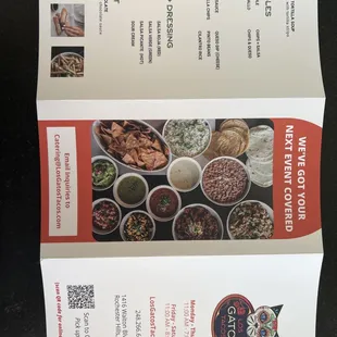 Menu and hours