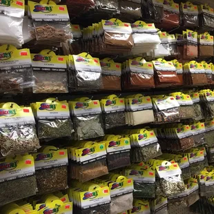 a wall of spices