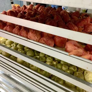 a display of fresh fruit and vegetables