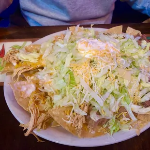 Beef and chicken nachos