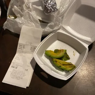 Looks like half of an old avocado that&apos;s been sitting around a while... and I was charged $4.99 for this