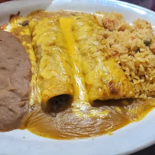 Shredded beef enchilada combo