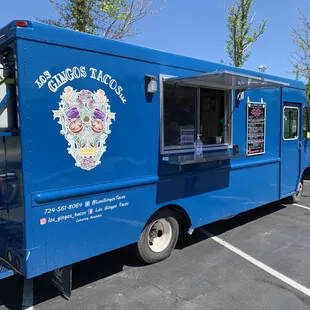 a blue food truck