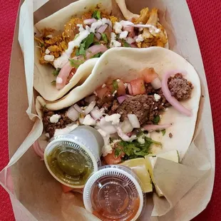 Chicken taco &amp; spicy beef taco
