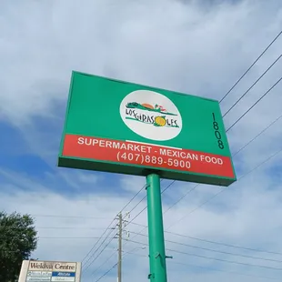 a sign for super market mexican food