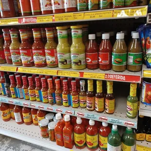 a variety of sauces and condiments
